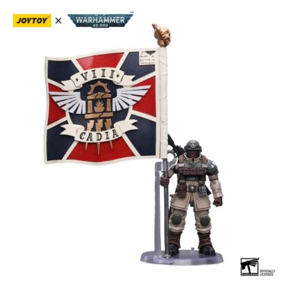 Warhammer 40k Actionfigur 1/18 Astra Militarum Cadian Command Squad Veteran with Regimental Standard 12 cm – Bild 2