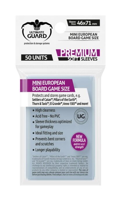 Ultimate Guard Premium Soft Sleeves für Brettspielkarten Mini European (50)