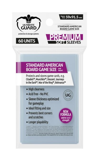 Ultimate Guard Premium Soft Sleeves für Brettspielkarten Standard American (60)