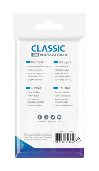 Ultimate Guard Classic Sleeves wiederverschließbar Standardgröße Transparent (100) – Bild 3