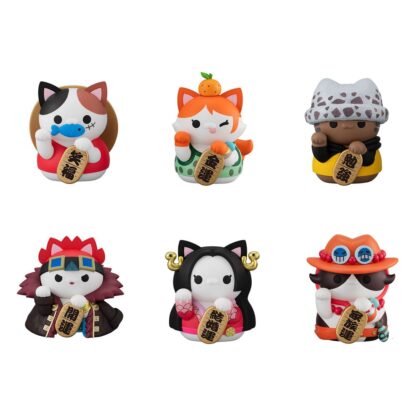 One Piece Mega Cat Project Sammelfiguren NyanPieceNyan! Beckoning cat Lucky Cat Pirates 7 cm Display (6)