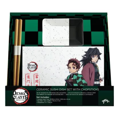 Demon Slayer Keramik Sushi Set mit Essstäbchen Tanjiro & Giyu – Bild 2